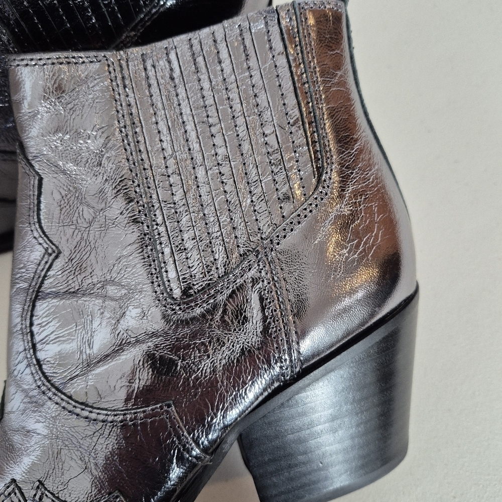 Sam Edelman Winona Metallic Silver Western Booties - Size 7 - NWOB - Picture 11 of 16